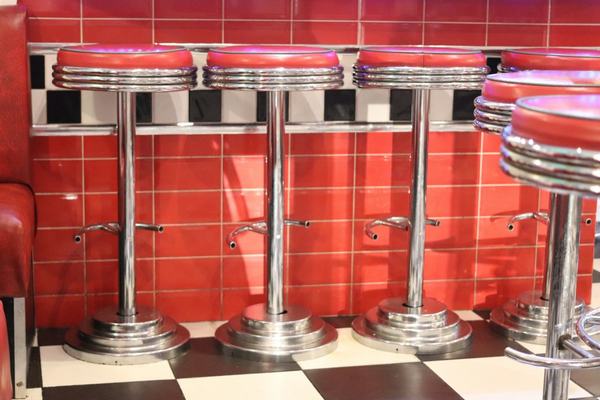 Red retro diner bar stools